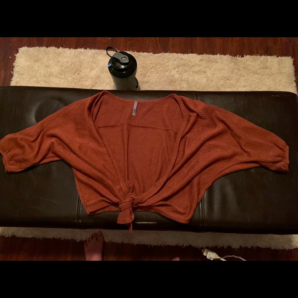 Burnt orange and grey crop sweater